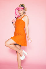 1970s Orange Tinsel Mini Dress Dress arcadeshops.com