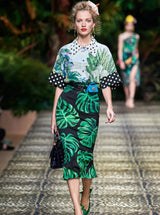 2020 Dolce And Gabbana Monstera Leaf Printed Skirt Bottom arcadeshops.com