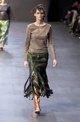 2002 Issey Miyake Iridescent Green Fringe Skirt Bottom arcadeshops.com
