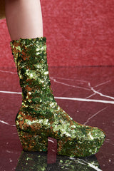 2021 Prada Green Sequin Platform Boots, 39 Accessory arcadeshops.com