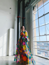 Wilson Folmar Rainbow Floral Organza Gown Dress arcadeshops.com