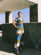 Abstract Floral Printed Maxi Dress Dress arcadeshops.com
