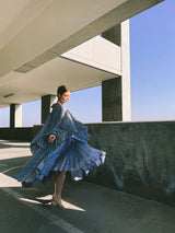 Fong Leng Metallic Blue Pleated Skirt Ensemble Suit arcadeshops.com