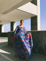 1970's Floral Silk Chiffon Caftan Dress arcadeshops.com