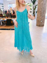Turquoise Grecian Gauze Midi Dress Dress arcadeshops.com