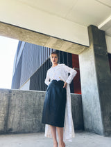 1980s Embossed Leather Midi Skirt Bottom arcadeshops.com