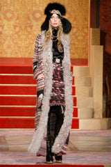 2009 Chanel Fur Trimmed Fair Isle Maxi Cardigan Jacket arcadeshops.com