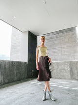 Krizia Pleated Metallic Skirt Bottom arcadeshops.com