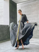 Navy Printed Flutter Sleeve Maxi Dress Dress arcadeshops.com