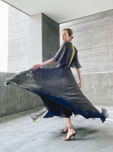 Navy Printed Flutter Sleeve Maxi Dress Dress arcadeshops.com