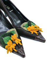 Prada Flower Detail Kitten Heels, 37.5 Accessory arcadeshops.com