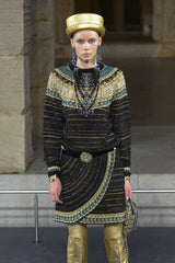 2019 Chanel Egyptian Collection Metallic Knit Sweater Top arcadeshops.com