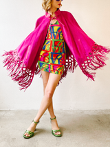 Christian Dior Fuchsia Suede Fringed Poncho Jacket arcadeshops.com