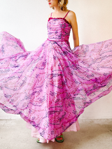 1970's Purple Polka Dot Gown Dress arcadeshops.com