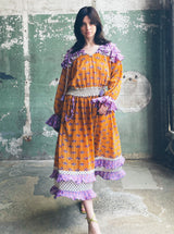 Diane Freis Tangerine and Lavender Mixed Print Dress Dress arcadeshops.com