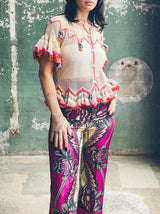 Ruffle Trimmed Crochet Top Top arcadeshops.com