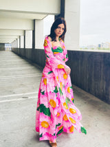 Diane Dickinson Pink Daisy Strapless Chiffon Dress Dress arcadeshops.com