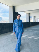Rhinestone Embellished Chambray Ensemble Suit arcadeshops.com