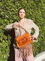 Valentino Leather Floral Fringed Shoulder Bag Accessory arcadeshops.com