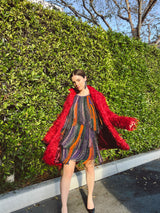 Romeo Gigli Magenta Fringed Yarn Coat Jacket arcadeshops.com