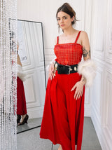 Red Pleated Culottes Bottom arcadeshops.com