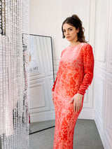 1960s Galanos Pink Crushed Velvet Burnout Dress Dress arcadeshops.com