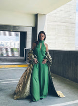 1970s Kelly Green Palazzo Pant Jumpsuit Jumpsuit arcadeshops.com