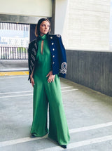 1970s Kelly Green Palazzo Pant Jumpsuit Jumpsuit arcadeshops.com