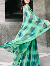 Mr. Blackwell One Shoulder Green Striped Gown Dress arcadeshops.com