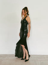 Versace Istante Black Faux Snakeskin Gown Dress arcadeshops.com