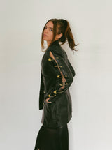 Gianni Versace Cut Out Safety Pin Leather Jacket Jacket arcadeshops.com