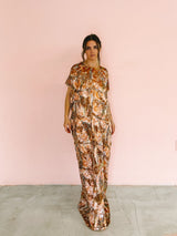 Peach Metallic Caftan Dress arcadeshops.com