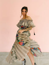 Diane Freis Metallic Mixed Print Maxi Skirt Ensemble Suit arcadeshops.com