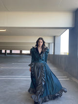 1978 Yves Saint Laurent Taffeta Ruffle Trim Ensemble Suit arcadeshops.com