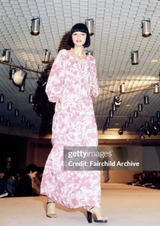 1976 Yves Saint Laurent Dusty Rose Printed Silk Midi Dress Dress arcadeshops.com