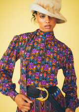 Yves Saint Laurent Printed Blouse And Skirt Ensemble Suit arcadeshops.com