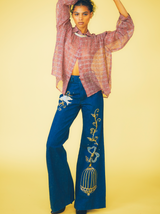 1970s Birdcage Applique Flares Bottom arcadeshops.com