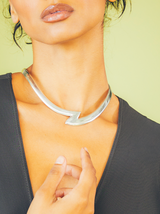 Sterling Silver Zig Zag Collar Necklace Jewelry arcadeshops.com