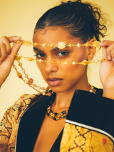 St John Goldtone Medallion Bead Necklace Jewelry arcadeshops.com