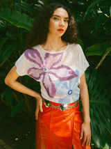 White Crochet Floral Top Top arcadeshops.com