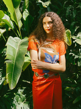 Red Crochet Floral Top Top arcadeshops.com