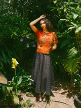 Red And Brown Dimensional Crochet Top Top arcadeshops.com