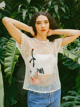 Crane Embellished Crochet Top Top arcadeshops.com