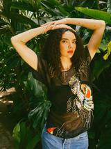 Black Bead And Sequin Embellished Crochet Top Top arcadeshops.com