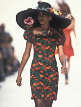 1992 Yves Saint Laurent Rose Printed Silk Chiffon Dress Dress arcadeshops.com