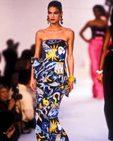 1987 Yves Saint Laurent Harlequin Mask Print Dress Dress arcadeshops.com