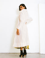 Issey Miyake White Pleated Sculptural Duster Jacket arcadeshops.com