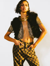 Black Marabou Feather Vest Jacket arcadeshops.com