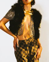 Black Marabou Feather Vest Jacket arcadeshops.com