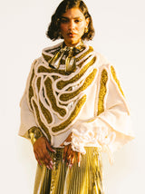 Art To Wear Raffia Accented Knit Poncho Top arcadeshops.com
